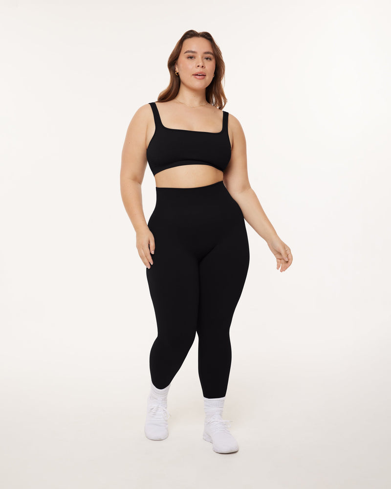 Seamless Ribbed Full-Length High-Waisted Leggings