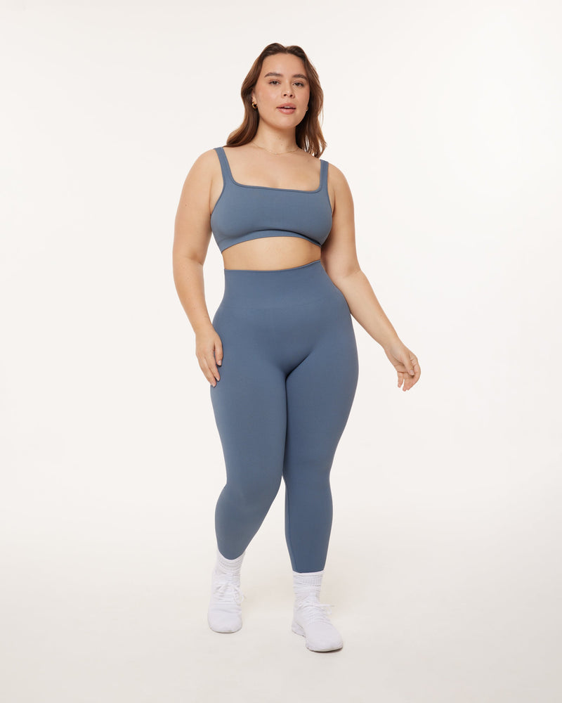 Seamless Ribbed Full-Length High-Waisted Leggings