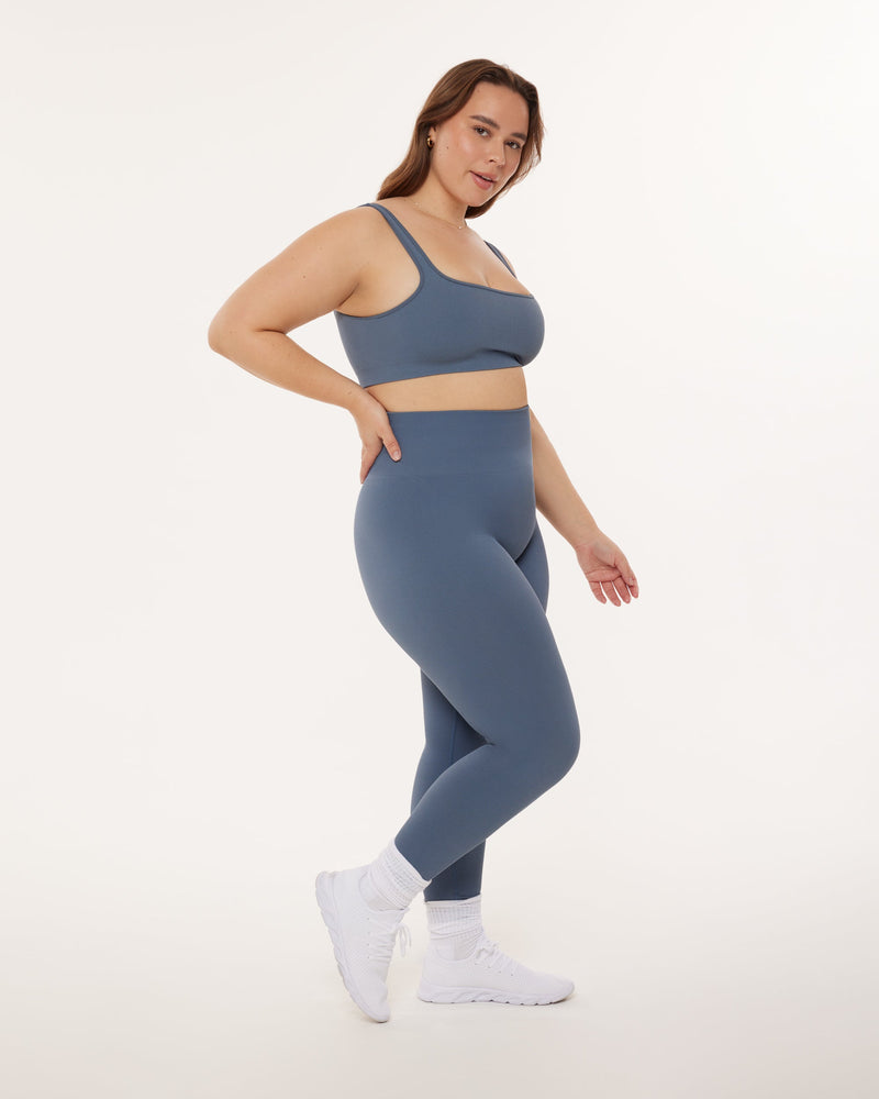 Seamless Ribbed Full-Length High-Waisted Leggings