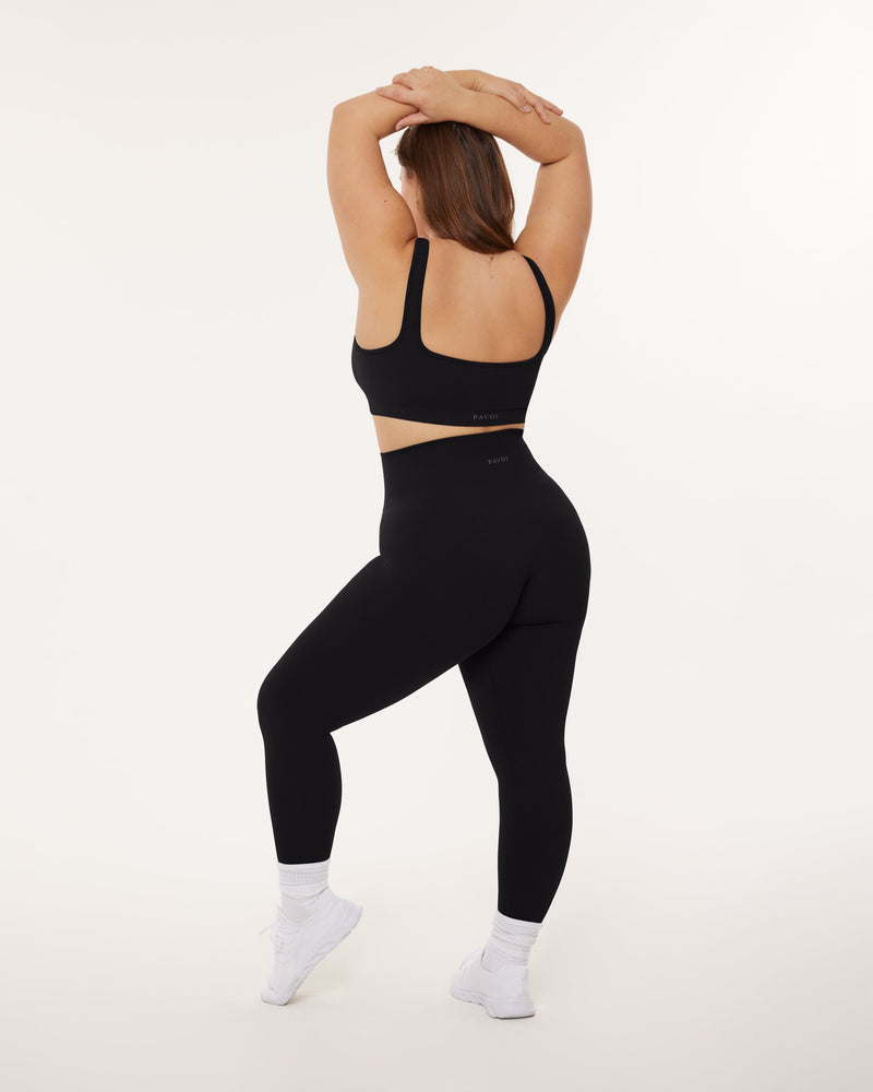 Seamless Ribbed Full-Length High-Waisted Leggings