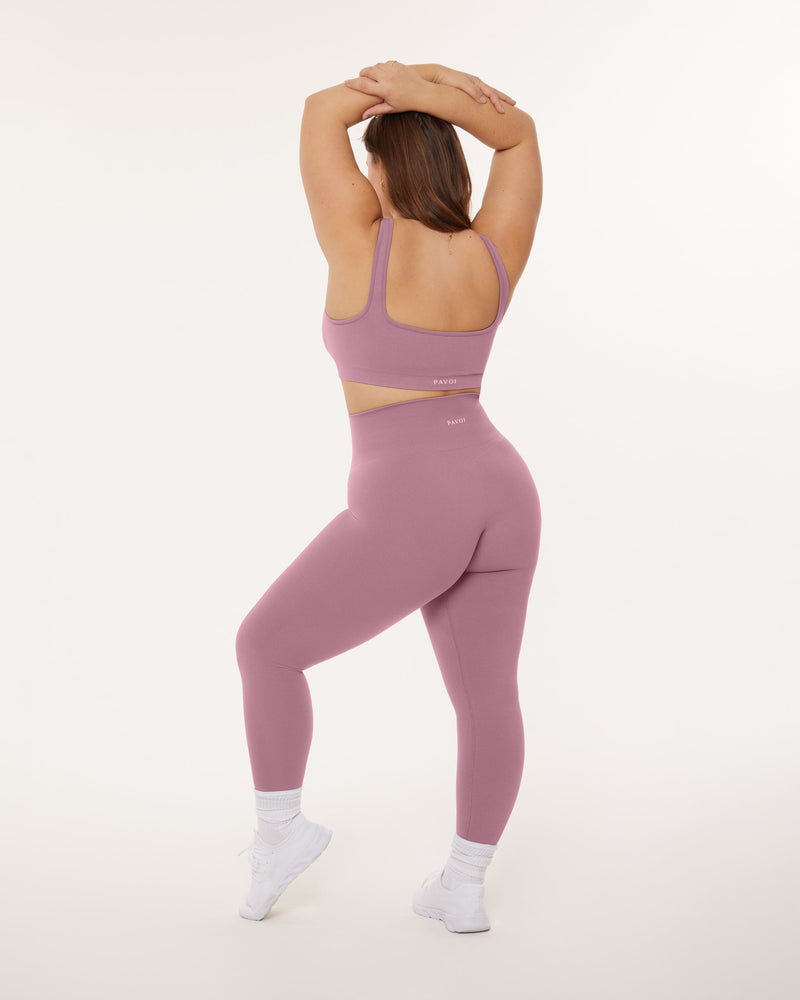 Seamless Ribbed Full-Length High-Waisted Leggings