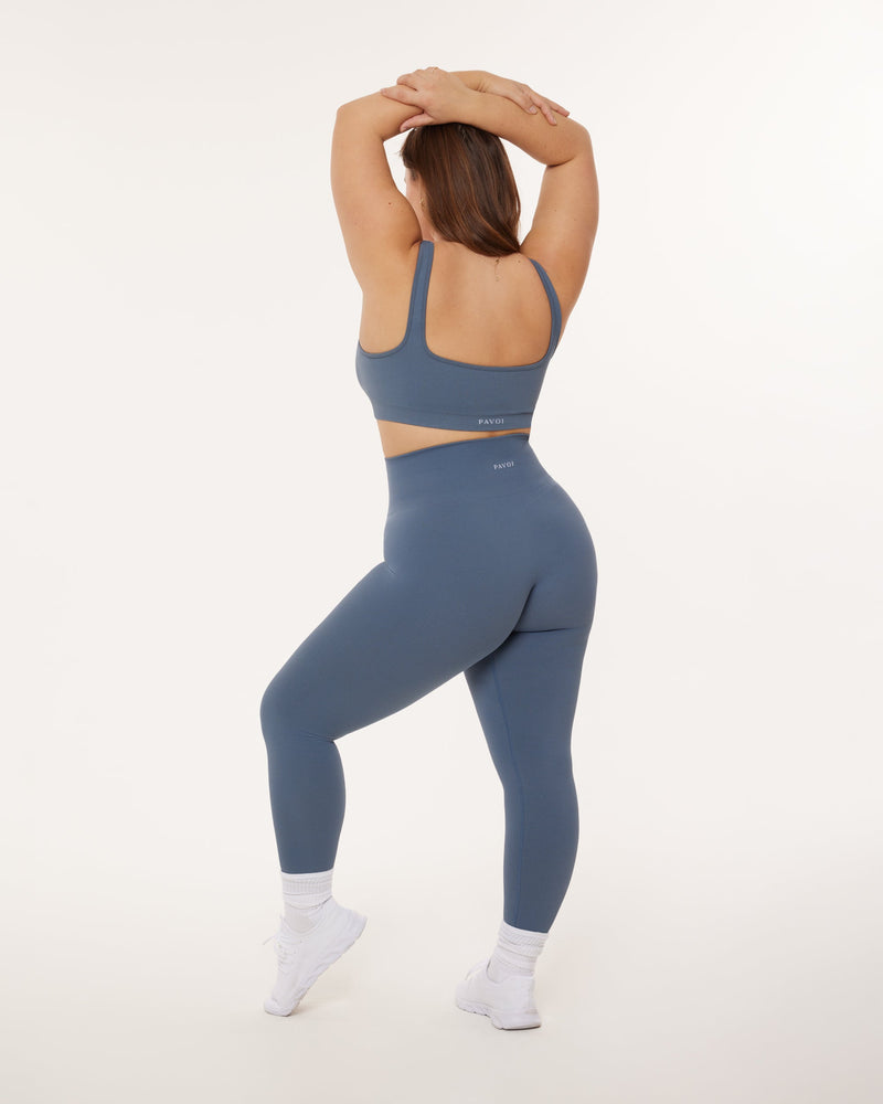 Seamless Ribbed Full-Length High-Waisted Leggings