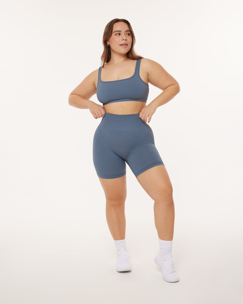 Seamless Ribbed Sculpting High-Waisted 6" Biker Shorts