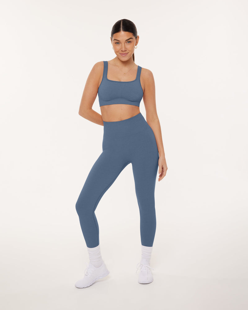 Seamless Ribbed Full-Length High-Waisted Leggings