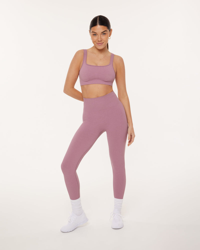 Seamless Ribbed Full-Length High-Waisted Leggings