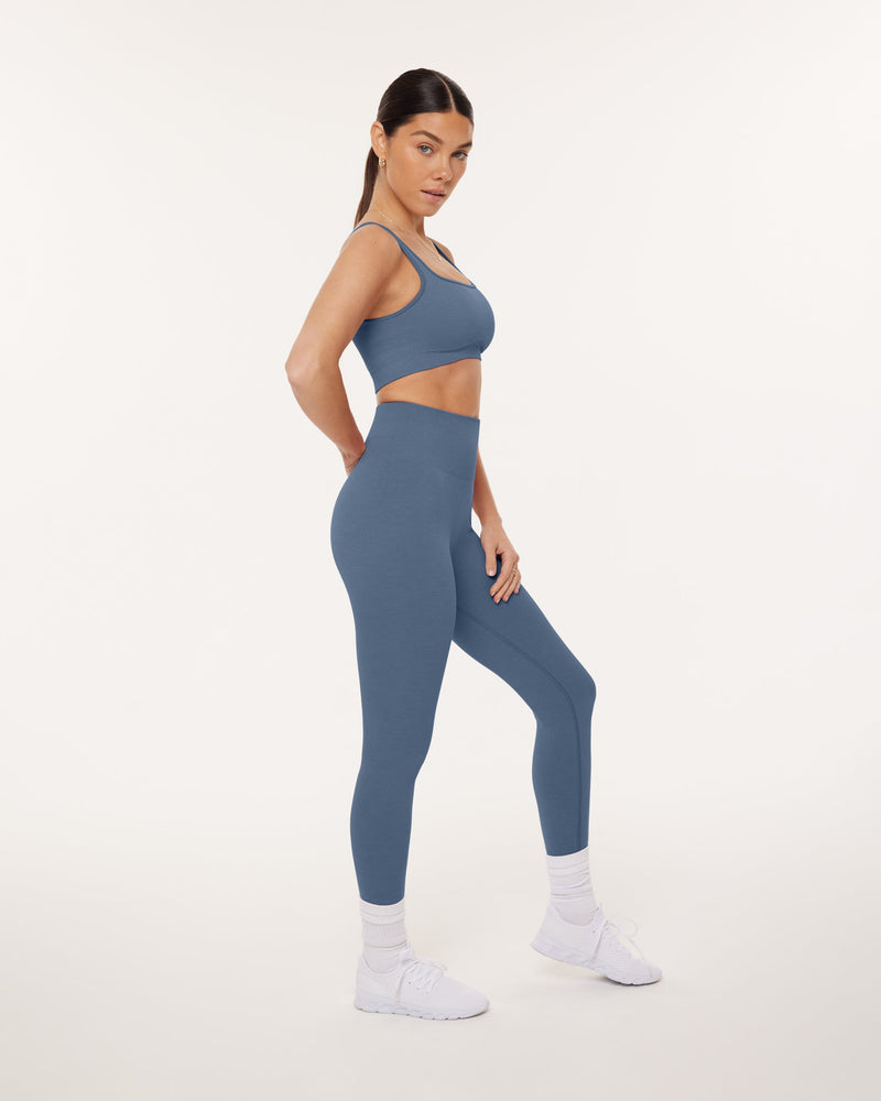 Seamless Ribbed Full-Length High-Waisted Leggings