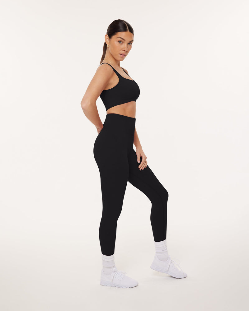 Seamless Ribbed Full-Length High-Waisted Leggings