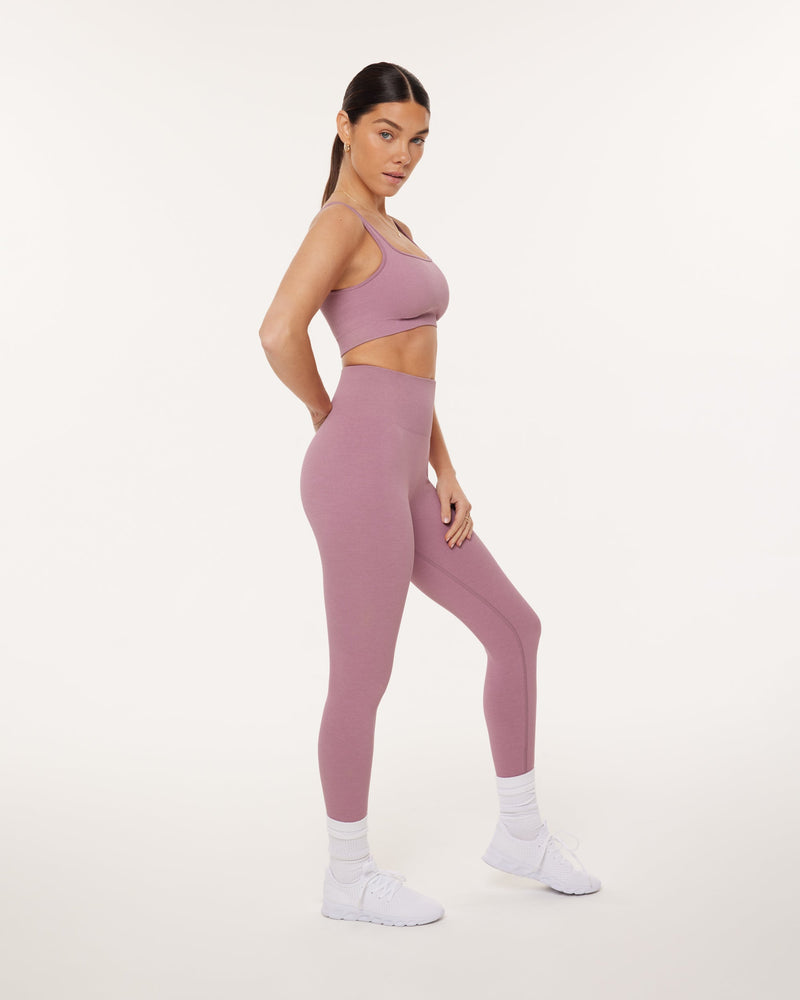 Seamless Ribbed Full-Length High-Waisted Leggings