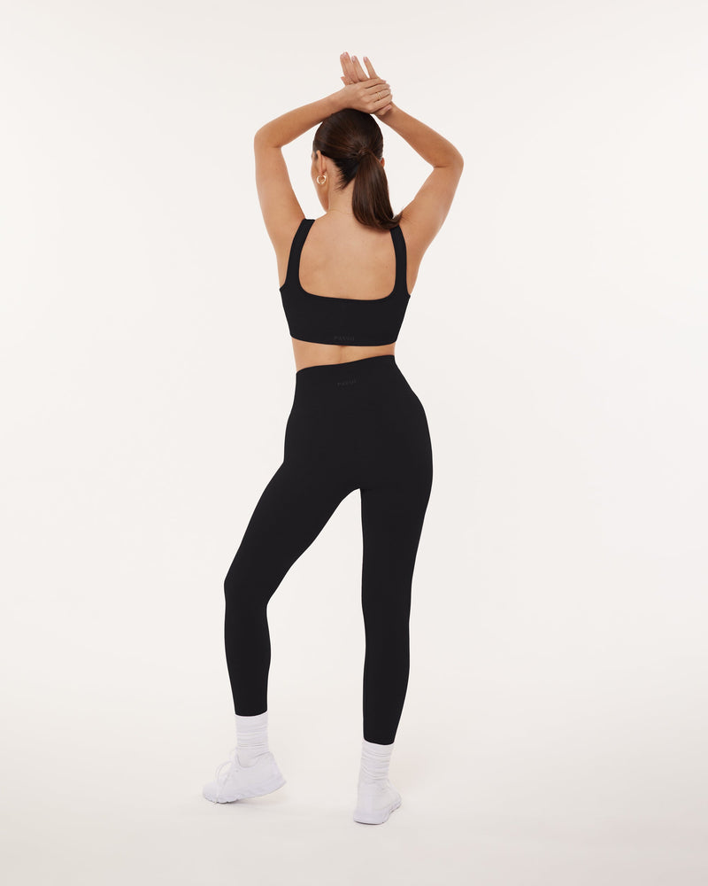 Seamless Ribbed Full-Length High-Waisted Leggings