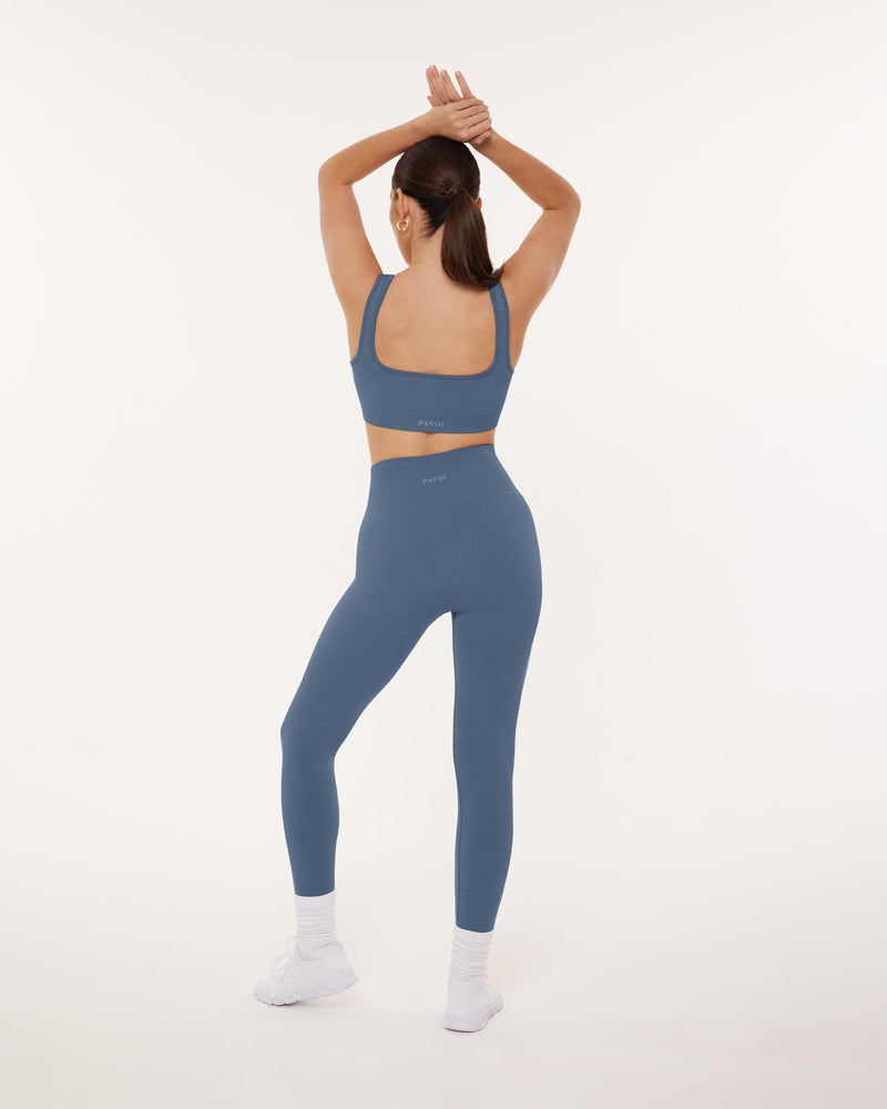 Seamless Ribbed Full-Length High-Waisted Leggings