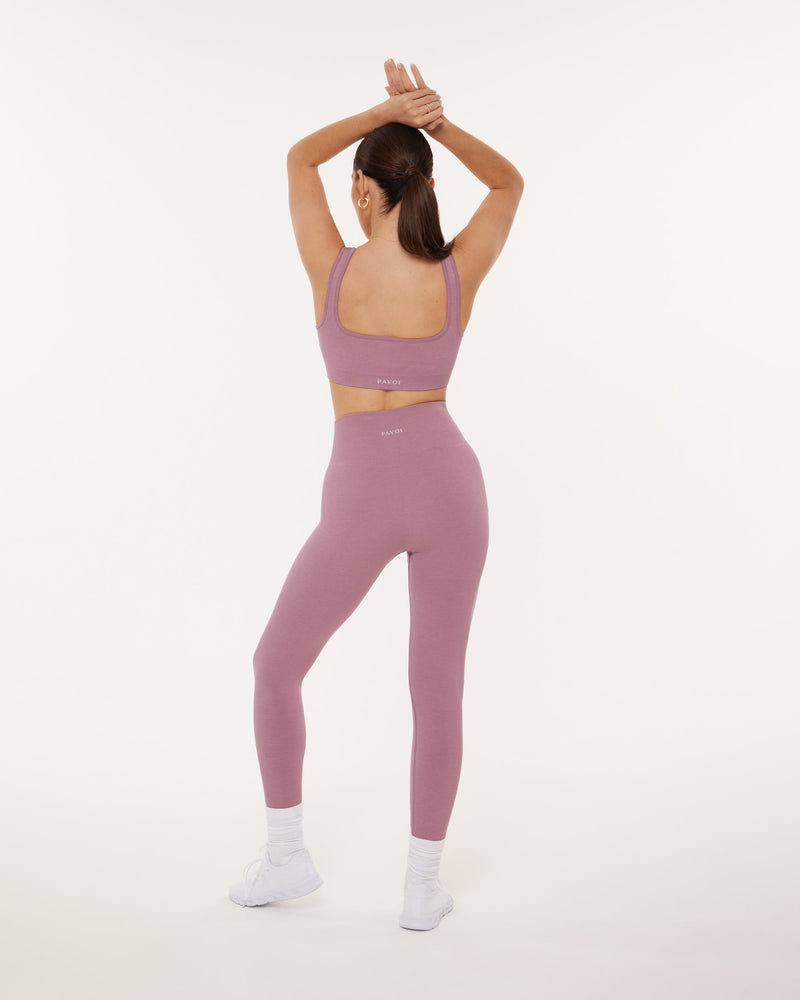 Seamless Ribbed Full-Length High-Waisted Leggings