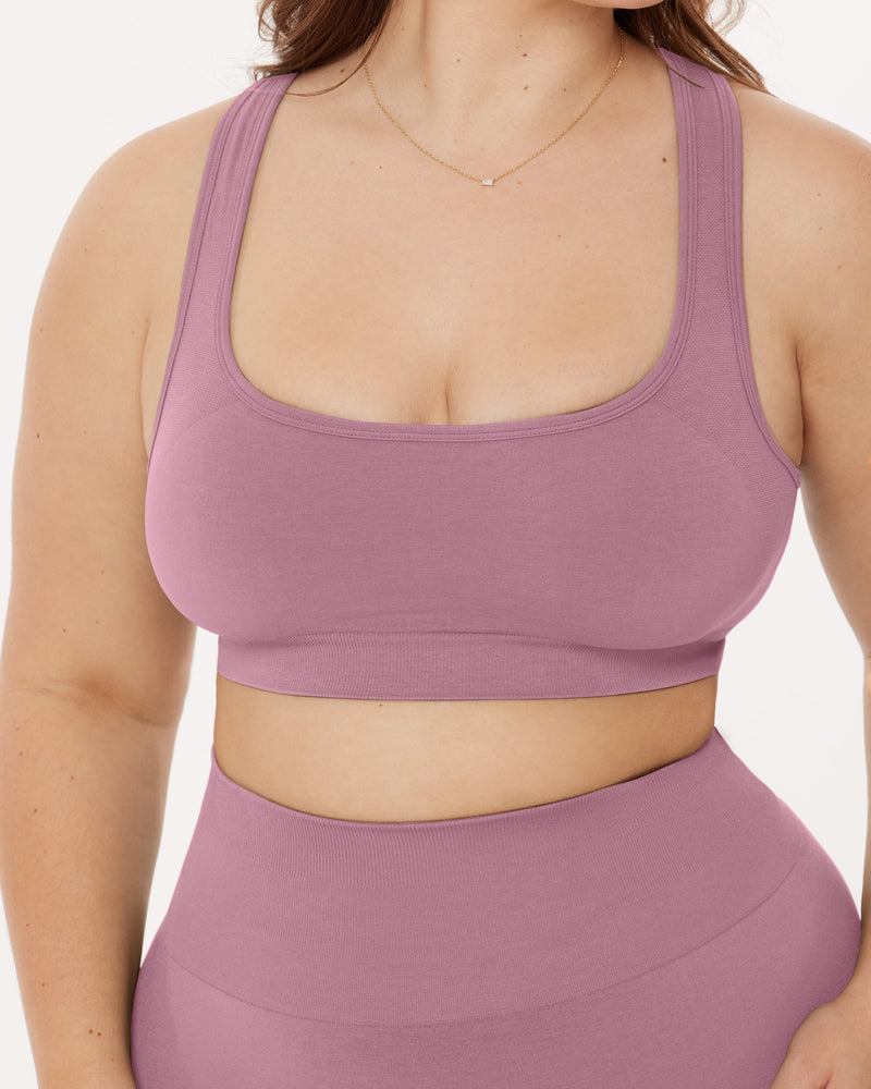 Seamless Medium-Support Padded Racerback Sports Bra