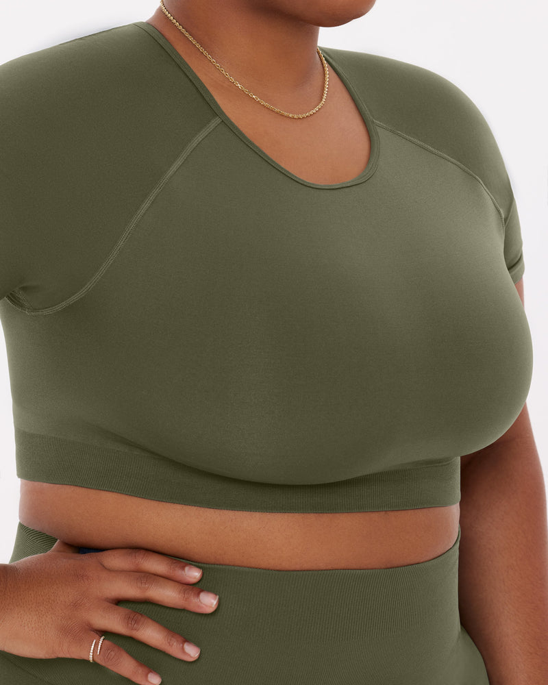 Seamless High-Support Short Sleeve Workout Crop Top