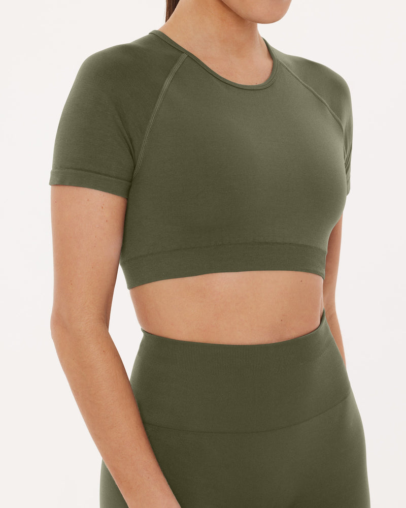 Seamless High-Support Short Sleeve Workout Crop Top