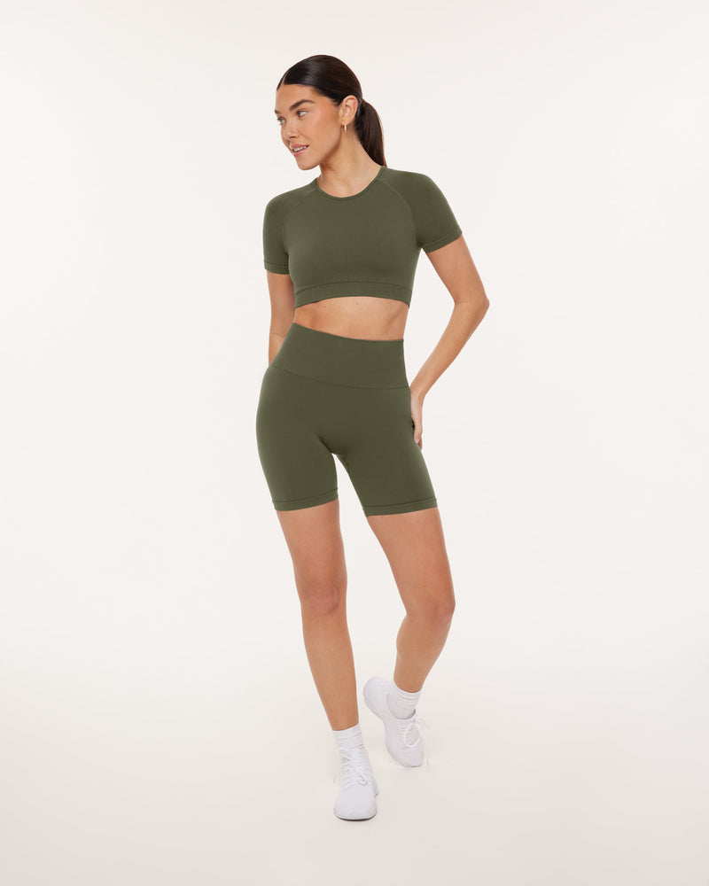 Seamless High-Support Short Sleeve Workout Crop Top