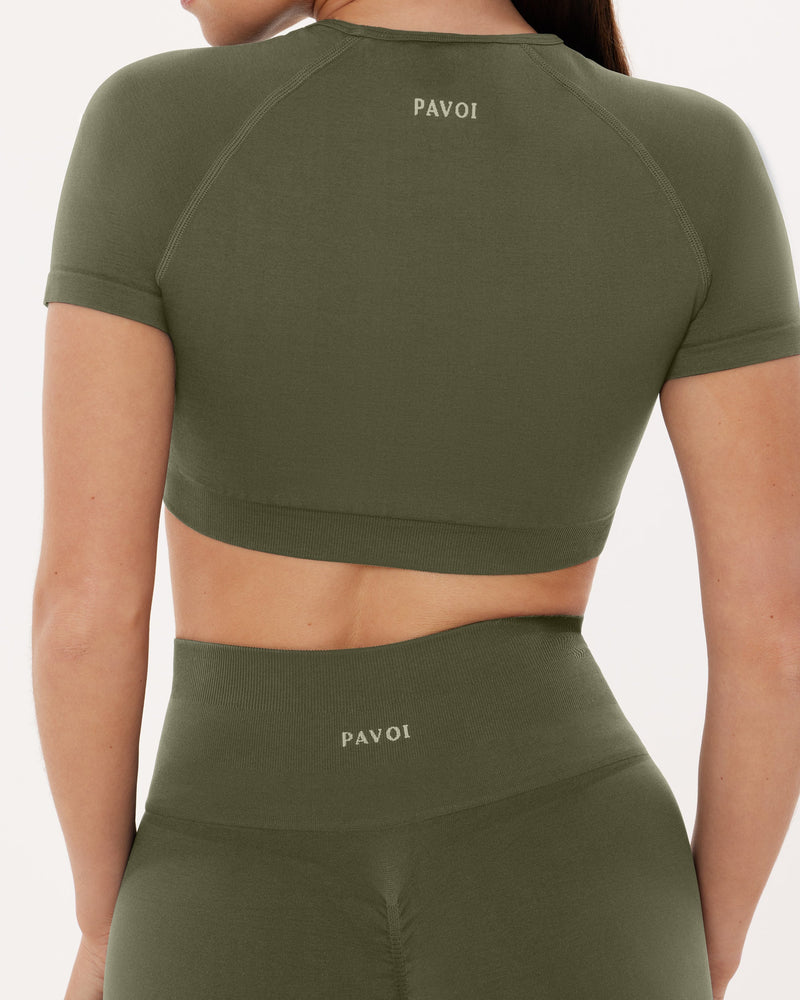 Seamless High-Support Short Sleeve Workout Crop Top