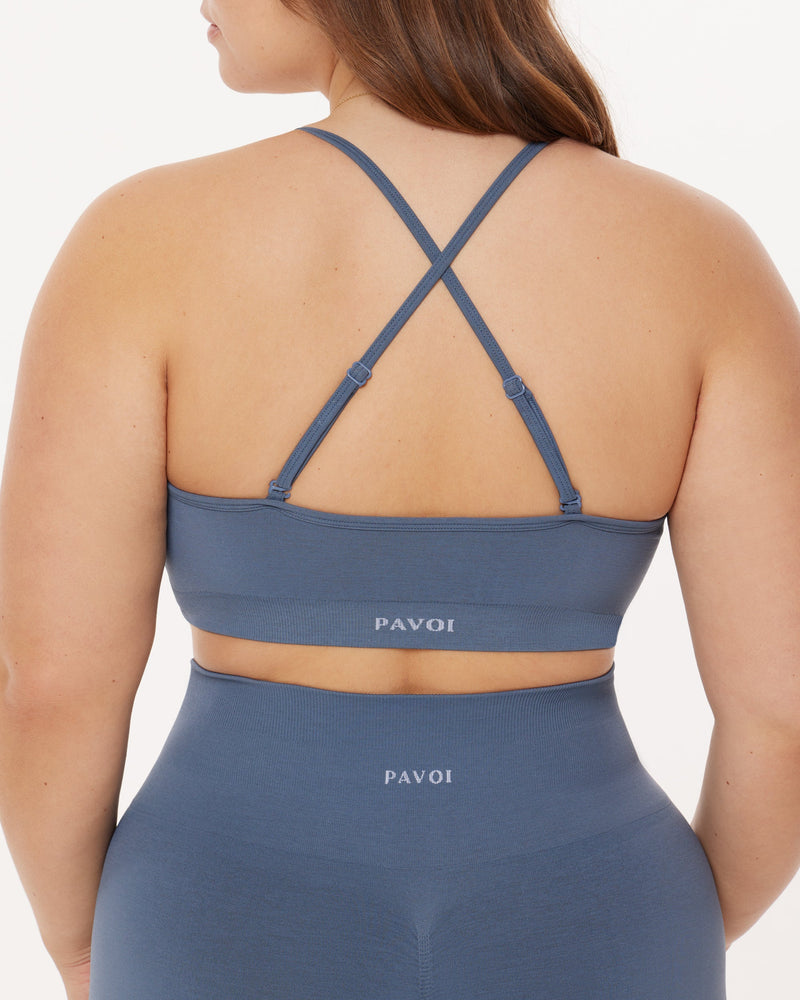 Seamless Padded Sports Bra with Convertible Cami Straps