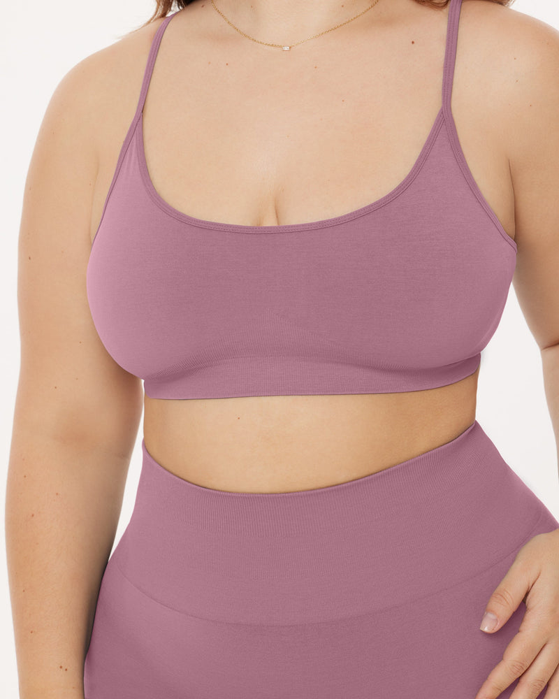 Seamless Padded Sports Bra with Convertible Cami Straps