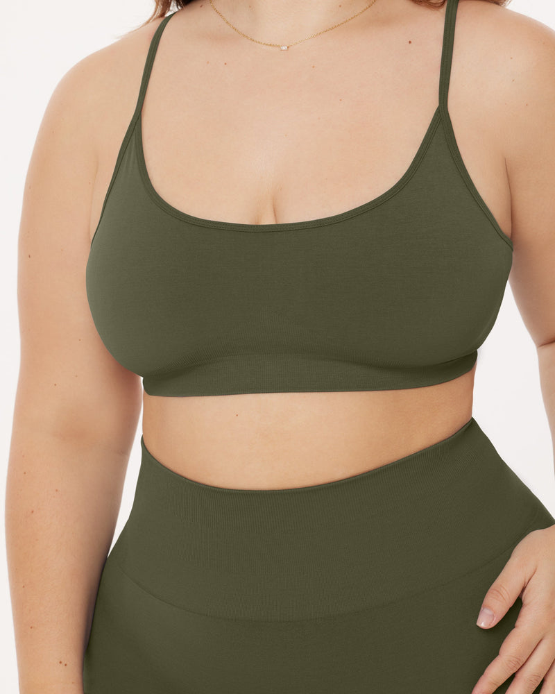 Seamless Padded Sports Bra with Convertible Cami Straps