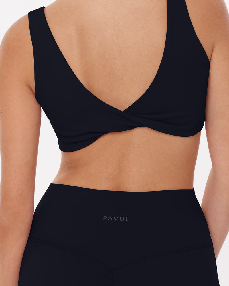 Twist-Front Reversible Padded Sports Bra