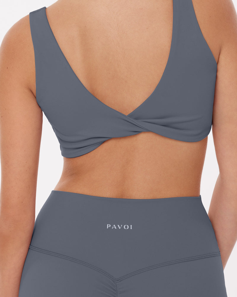 Twist-Front Reversible Padded Sports Bra