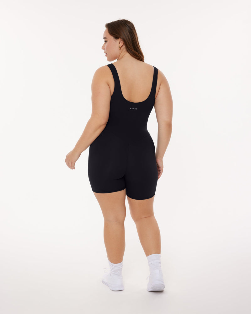 Square Neck Butt Lifting 5" Workout Romper Unlined