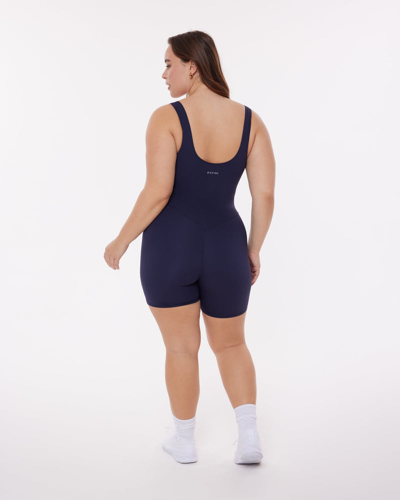 Square Neck Butt Lifting 5" Workout Romper Unlined