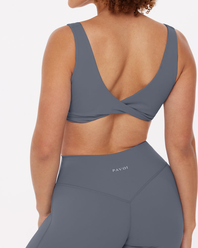 Twist-Front Reversible Padded Sports Bra