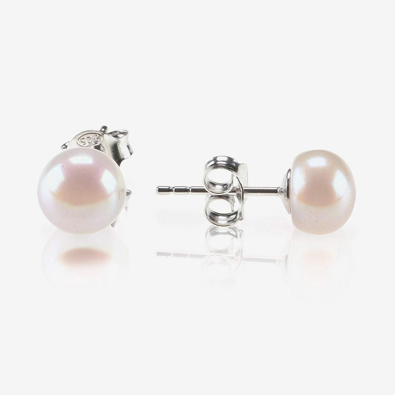 Round White Freshwater Cultured Pearl Earrings