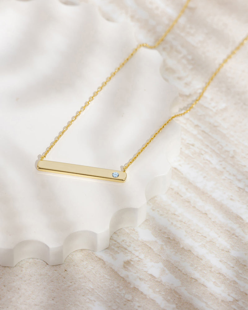 Vermeil Horizontal Birthstone Bar Necklace