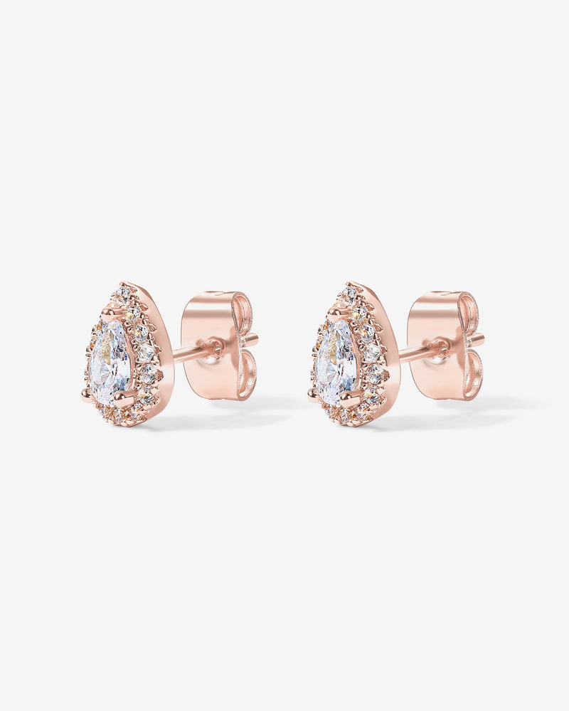 Pear Halo Studs