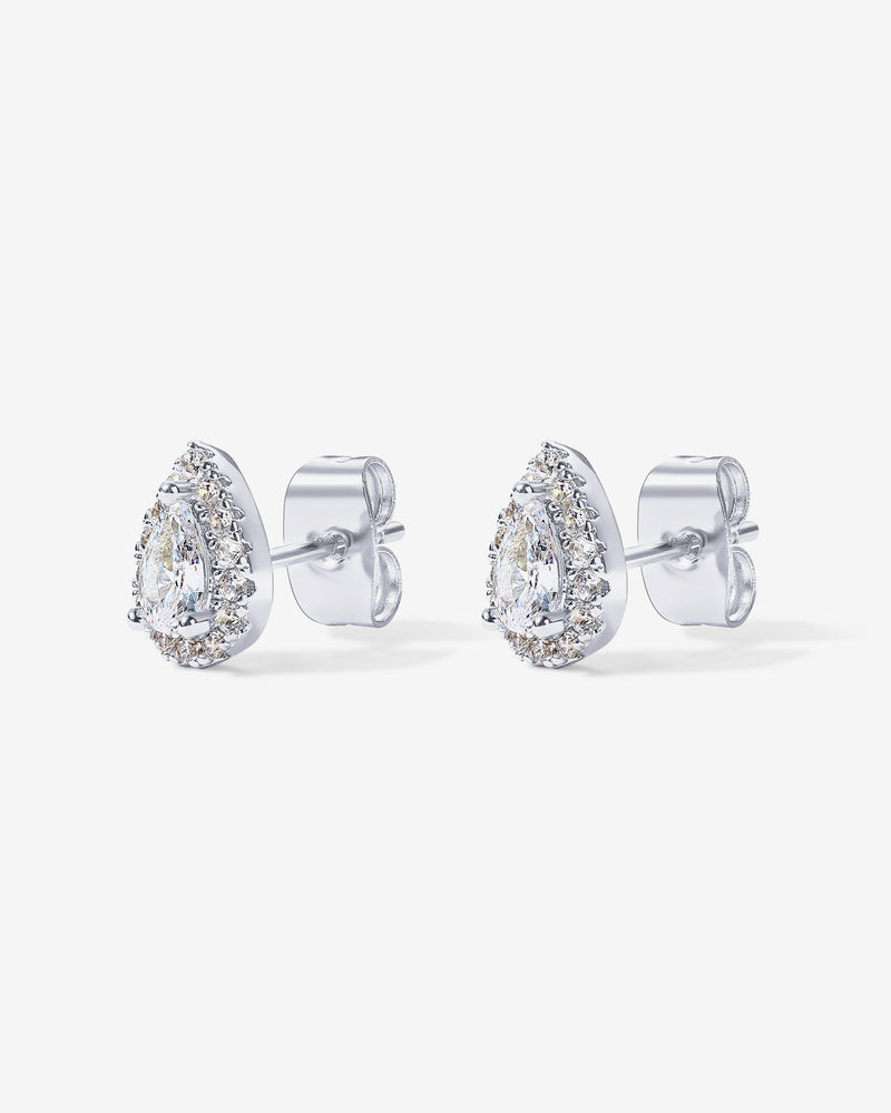 Pear Halo Studs