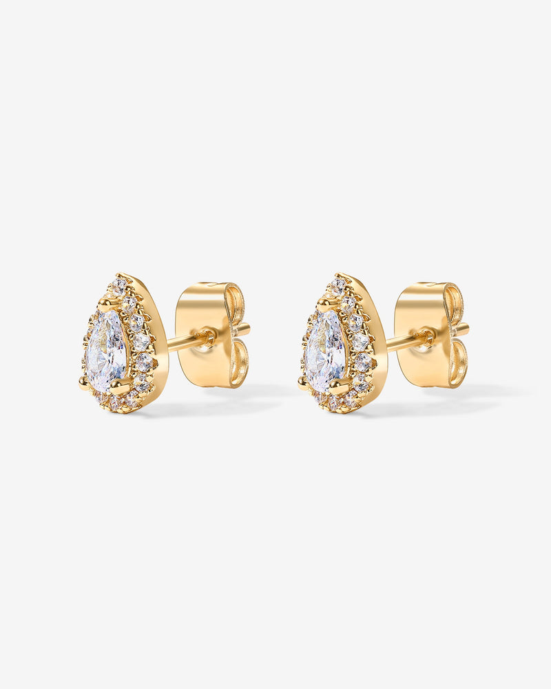 Pear Halo Studs