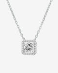 Princess Cut Halo Necklace