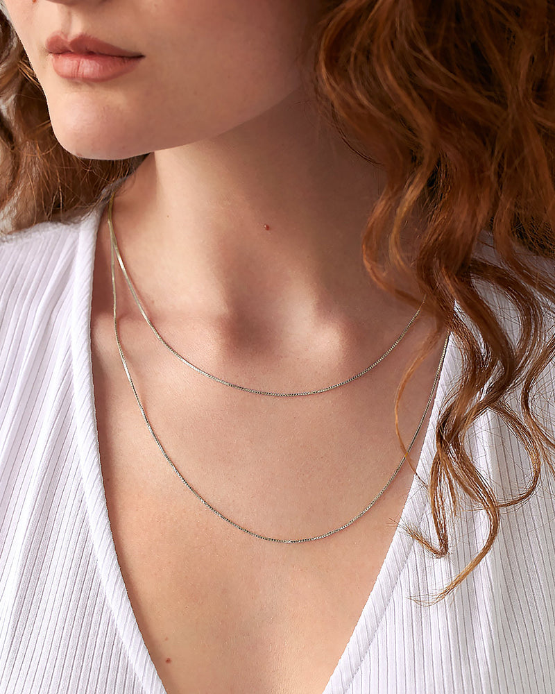 Stackable Medium Thick Square Box Chain Necklace