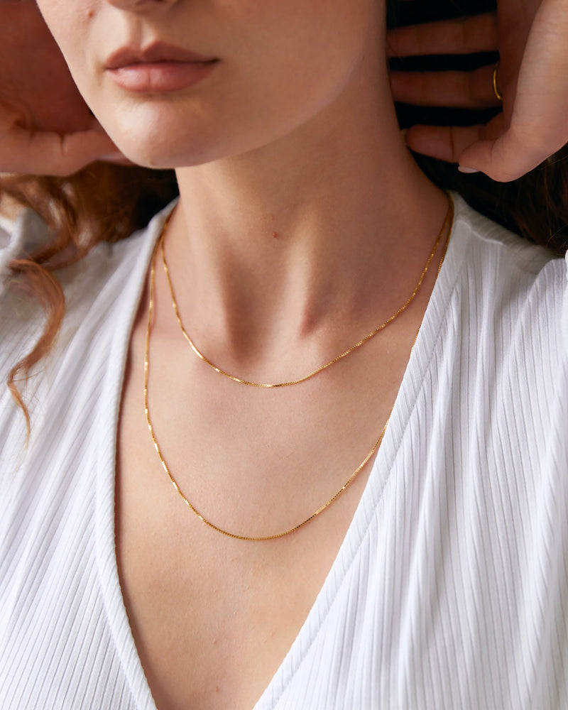 Stackable Medium Thick Square Box Chain Necklace