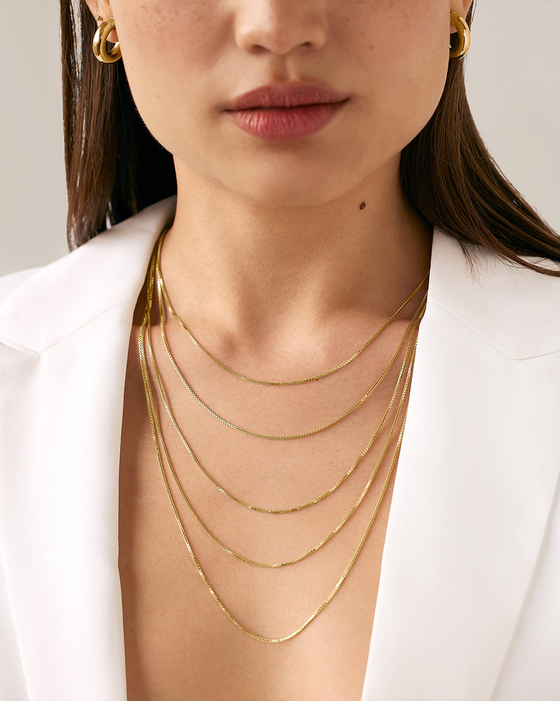 Stackable Thick Square Box Chain Necklace