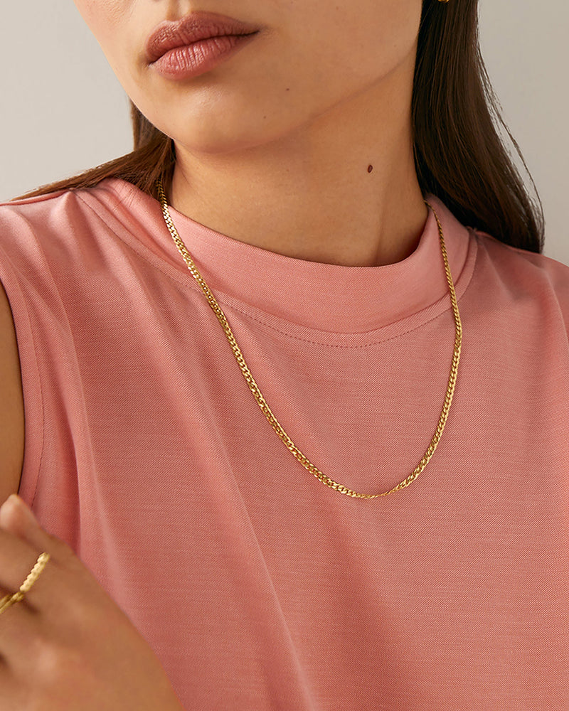 Thin Super Flat Curb Link Chain Necklace