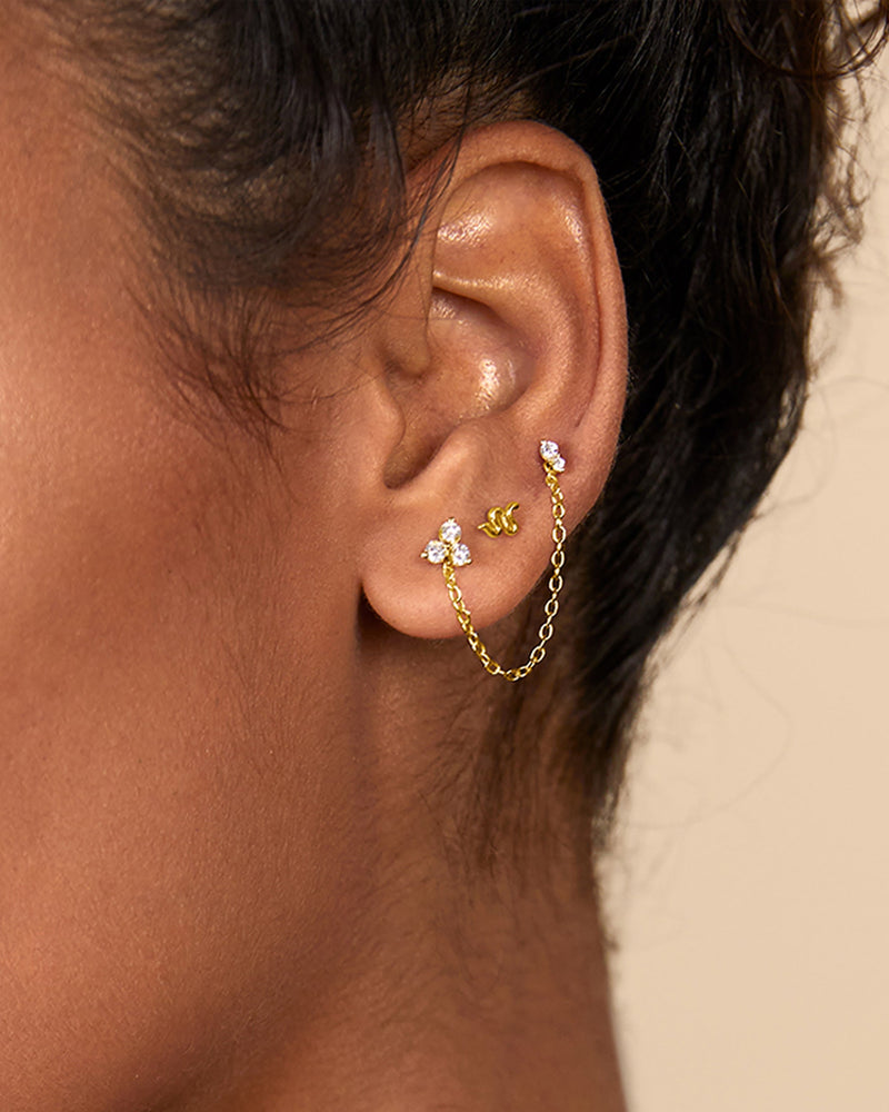 PAVOI - Double Piercing Earrings Link Chain