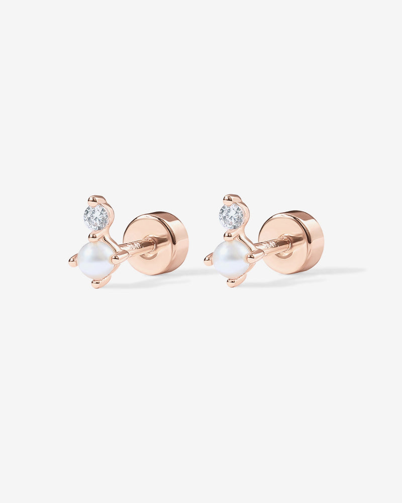 Pearl & Crystal Stud Screw Back Earrings