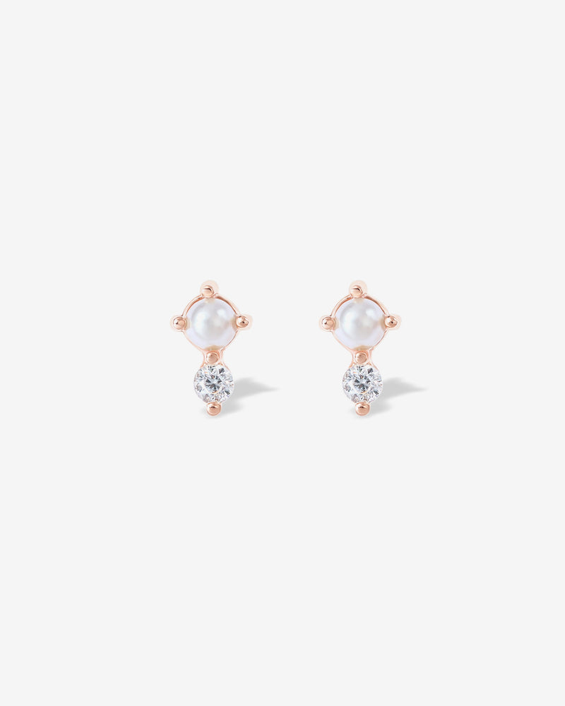 Pearl & Crystal Stud Screw Back Earrings