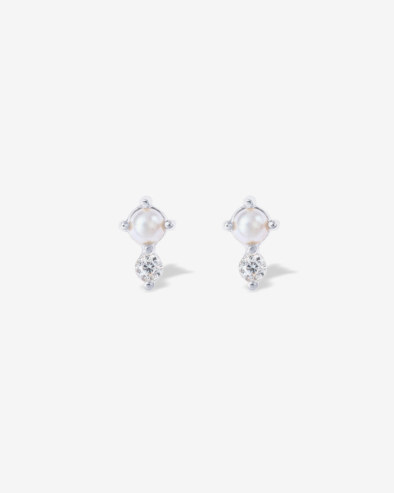 Pearl & Crystal Stud Screw Back Earrings