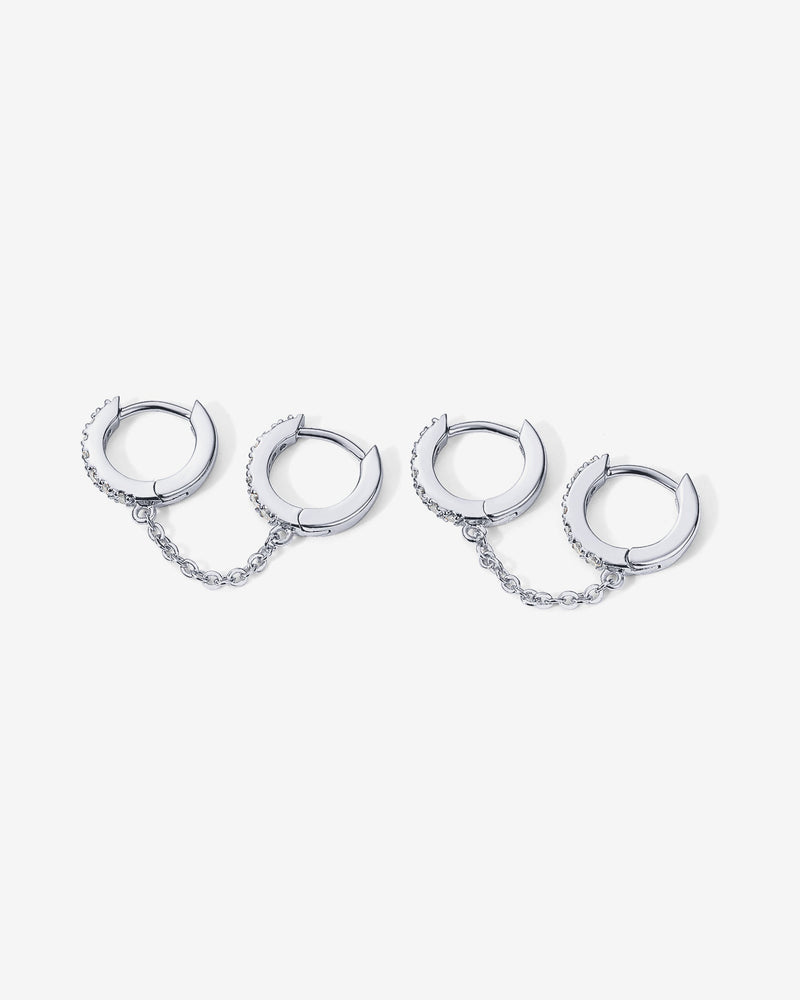 PAVOI - Double Hoop CZ Chained Huggie Hoop