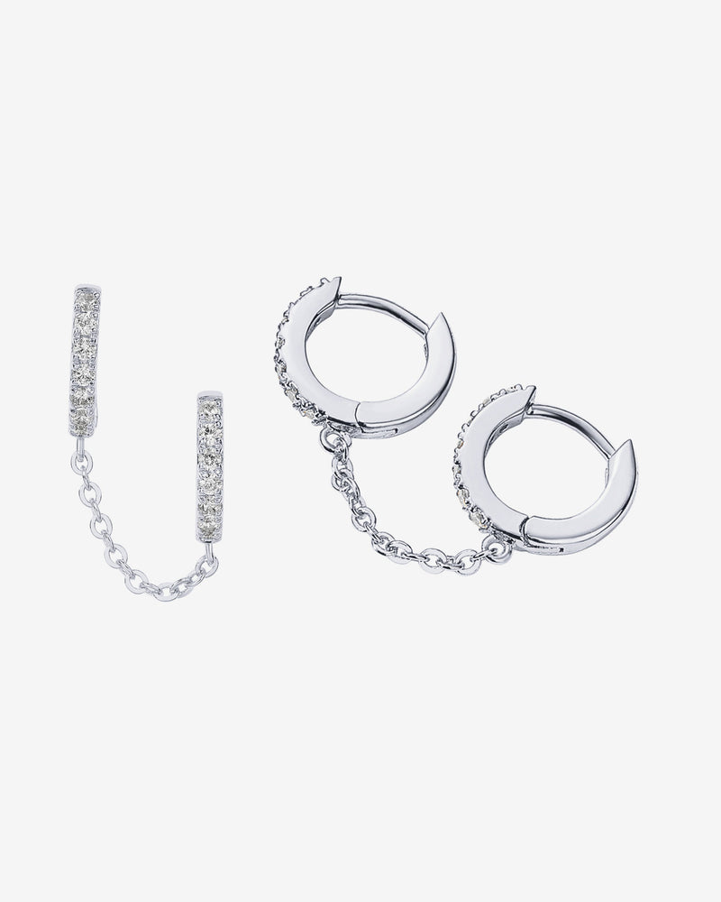 PAVOI - Double Hoop CZ Chained Huggie Hoop