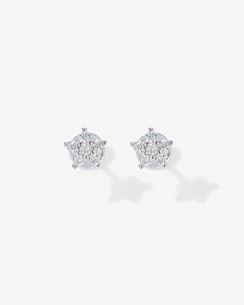 Shinny Flower Stud Screw Back Earrings