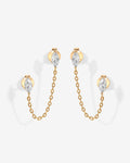 PAVOI - Chained Luminescence Double Piercing Earrings