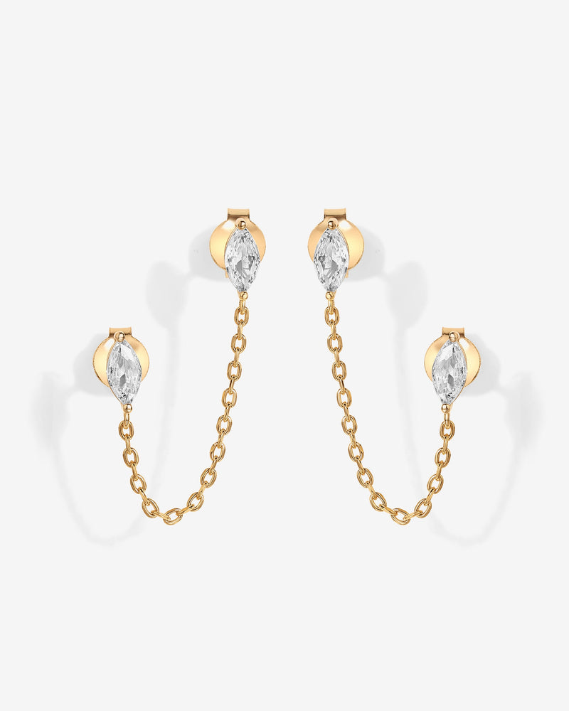 PAVOI - Chained Luminescence Double Piercing Earrings