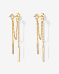 PAVOI - Mini CZ Chained Bar Earrings