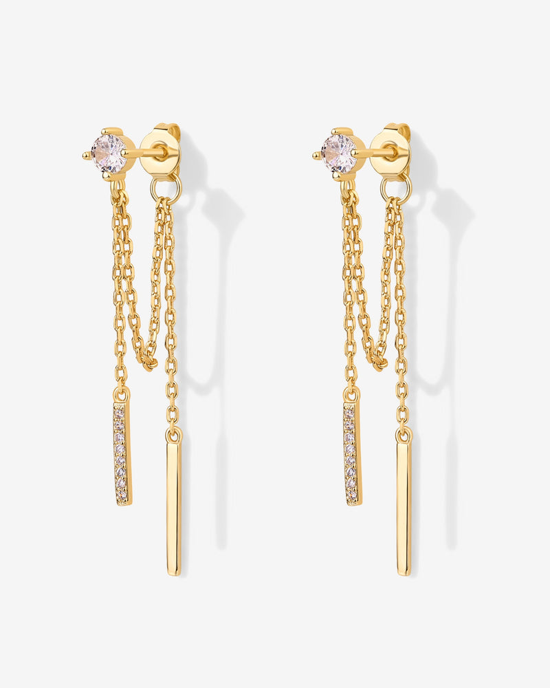 PAVOI - Mini CZ Chained Bar Earrings