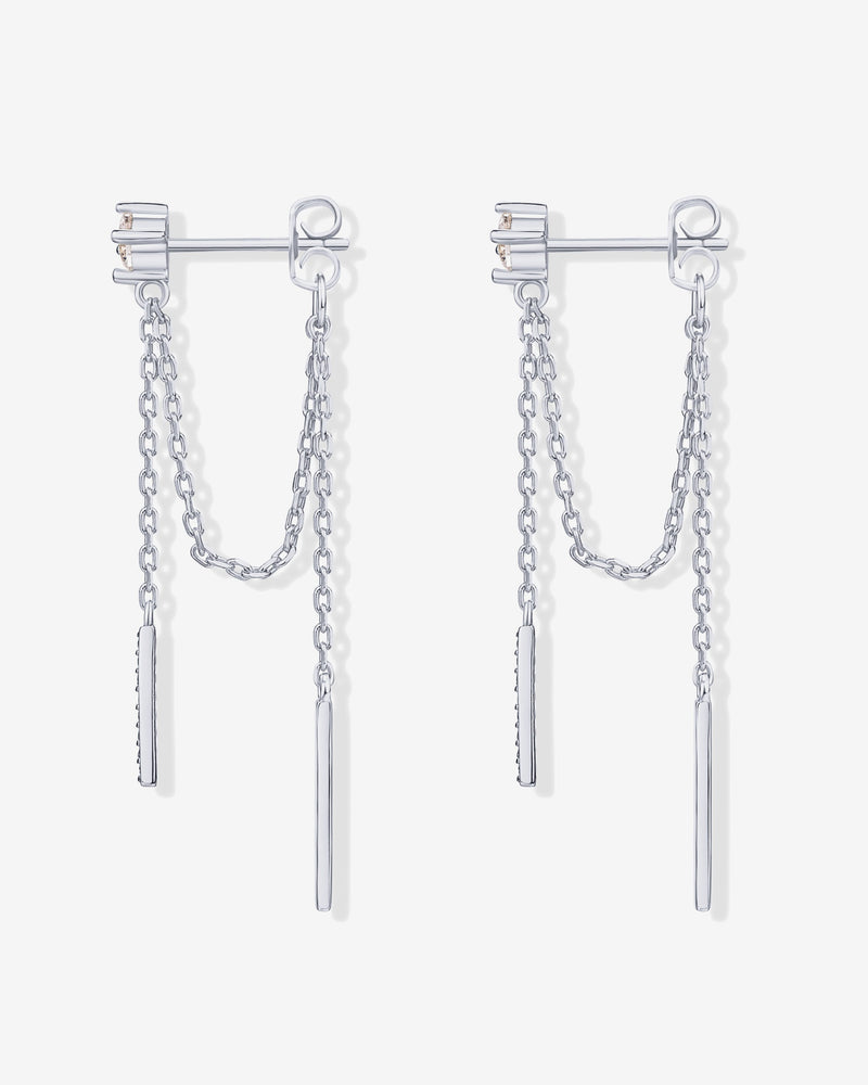 PAVOI - Mini CZ Chained Bar Earrings